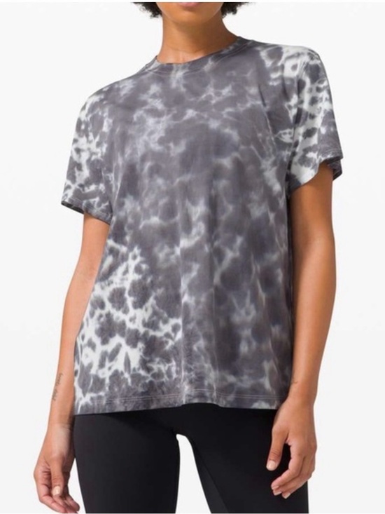lululemon athletica Tops - Lululemon All Yours Tee Gray White Cloudy Marble Tie Dye Wash Large (8-10)